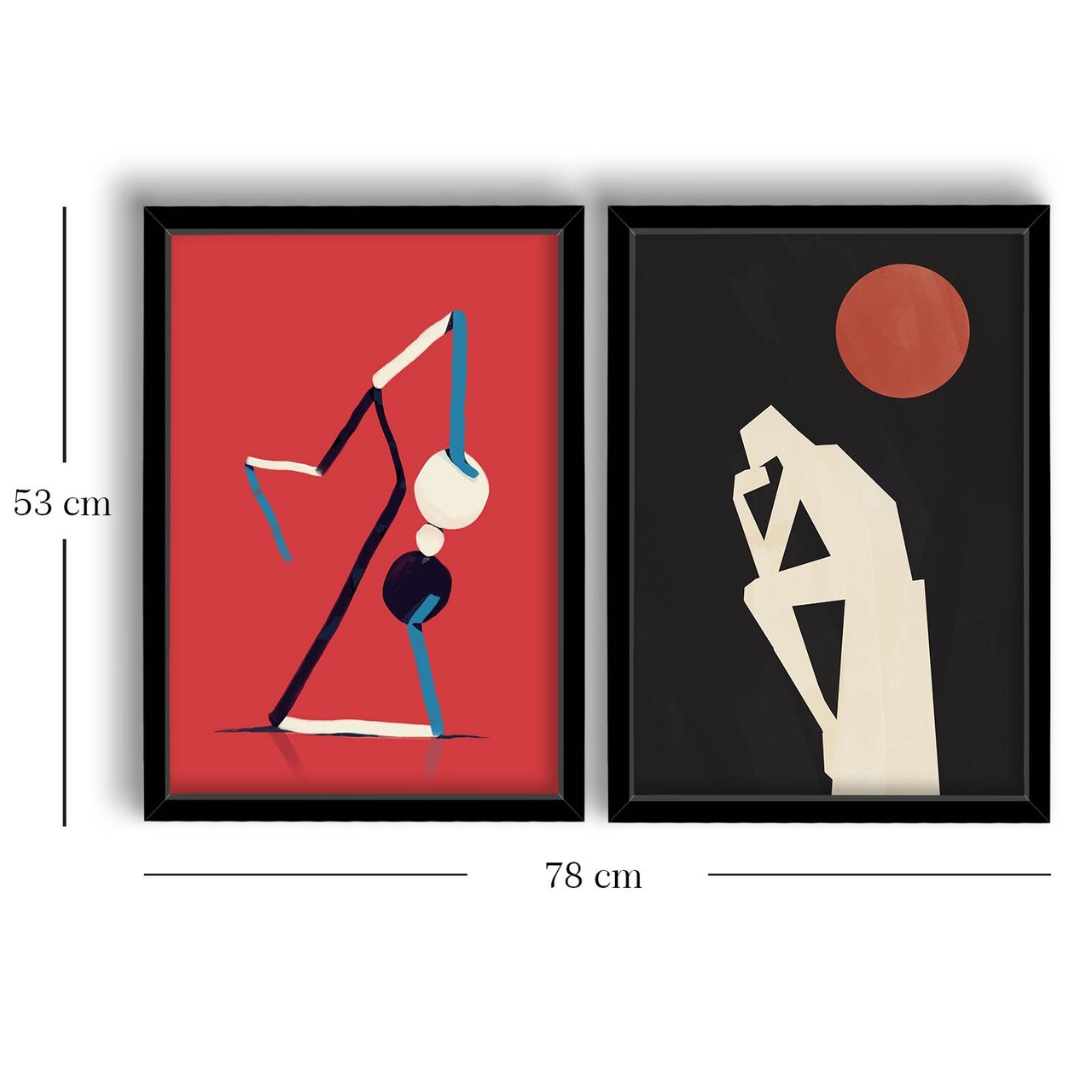 Set 2 tablouri decorative, 2P3853NISCT-002, Lemn, Roșu / Negru / Albastru / Alb - view 2