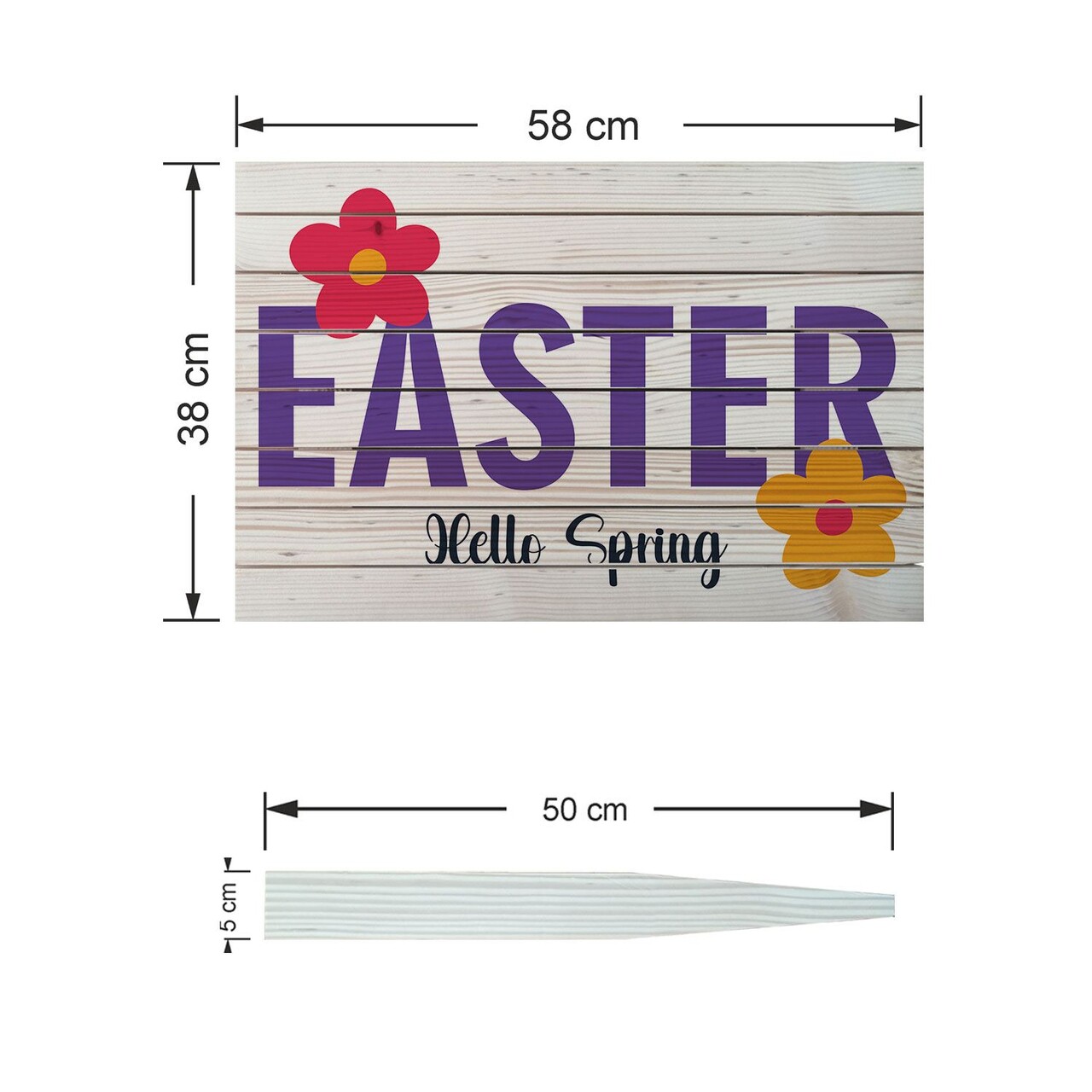 Semn de curte, Floral Easter, 58x38 cm, Multicolor - imagine 4