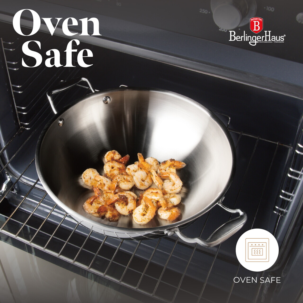 Tigaie Wok cu capac Berlinger Haus, Copper Touch, 28 cm, inox, argintiu - imagine 8