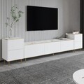 Comoda TV, Inarch, Imaj, 180x45.2x35 cm, PAL, Marmură albă/aur