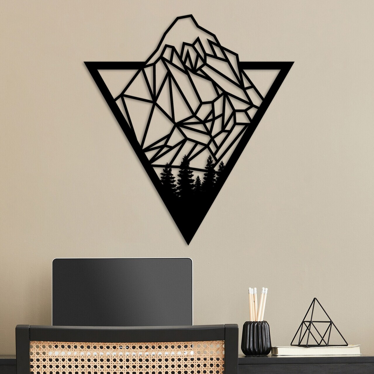 Decoratiune de perete, Mont Blanc, Dimensiune: 55 x 50 cm, Negru