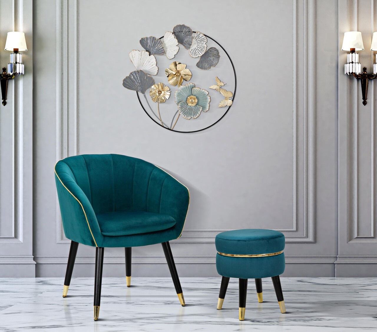 Fotoliu Paris Teal, Mauro Ferretti, 62x58x78 cm, lemn de pin/catifea, turcoaz - 1 | YEO