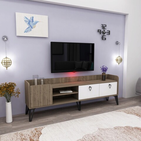Comoda TV, Arnetti, Prime, 180x59x33 cm, PAL, Alb / Nuc Arnetti