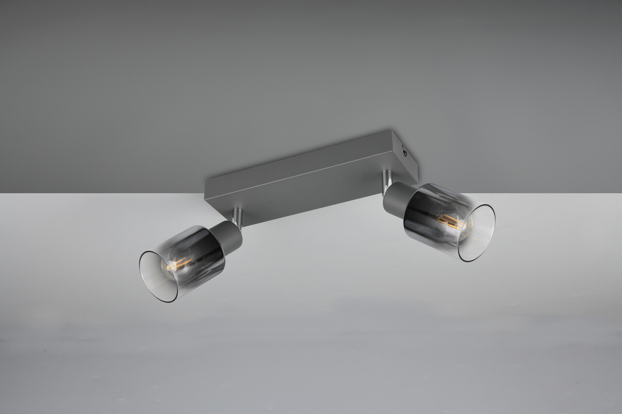 Plafoniera Cadiz, RL, 27.5x8.5x17 cm, 10W, 2x E14, metal, antracit - 1 | YEO