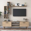 Comoda TV cu 3 rafturi, Wren, M16 - 405, pal melaminat, nuc