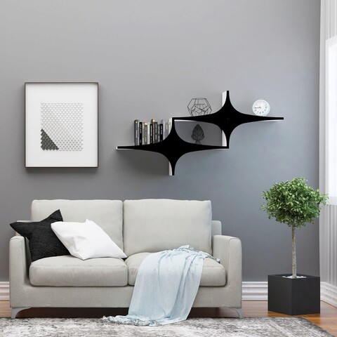 Raft de perete, decormet, susen 2, 135x69x20 cm, alb negru