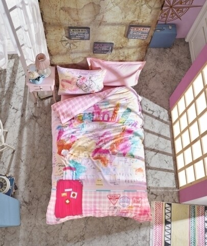 Lenjerie de pat pentru o persoana, 3 piese, 100% bumbac ranforce, Cotton Box, Escape