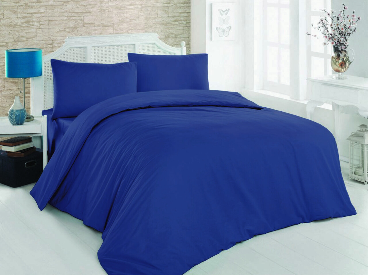 Lenjerie de pat pentru o persoana Single XL (DE), Dark Blue, Patik, Bumbac Ranforce