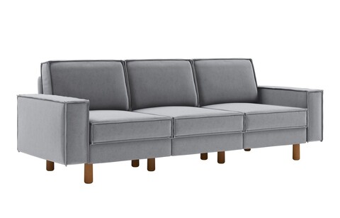 Canapea 3 locuri, Atelier del Sofa, 918CMF1253, Cadru: 100% OȚEL, Gri ceață / Nuc