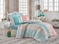 Lenjerie de pat pentru o persoana, 3 piese, 100% bumbac poplin, Hobby, Stripe Green, multicolora