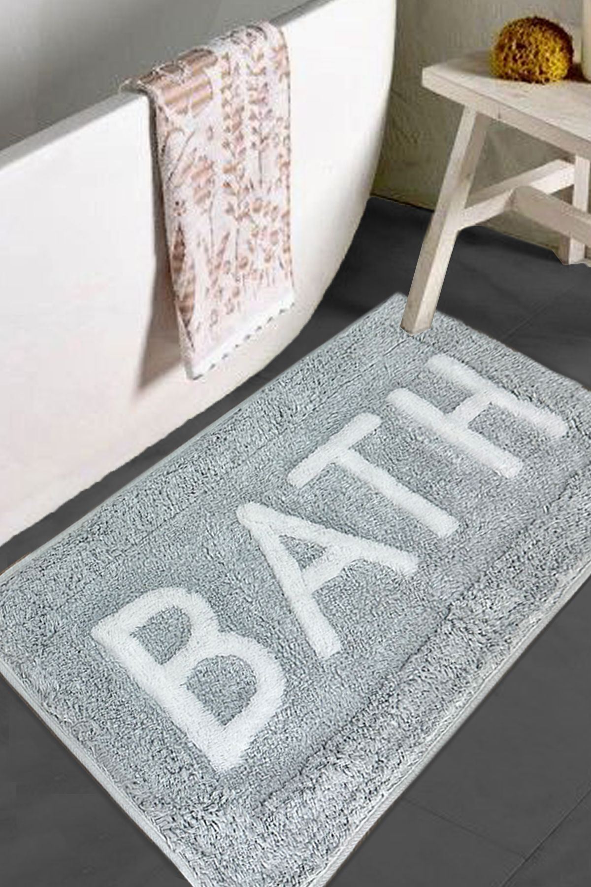 Covoras de baie, L'essentiel Maison, Cotonel, 70x120 cm, Gri