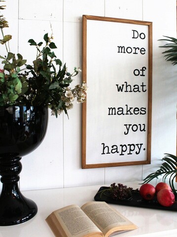 Decoratiune de perete, More Happy, 80x40x2.5 cm, Lemn , Maro/Alb La Moneta