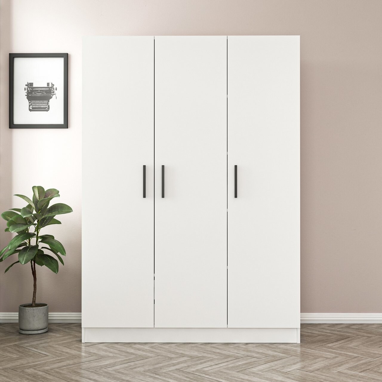 Dulap pentru haine, Minerva, Kale White, 135x210x52 cm, PAL, Alb - 1 | YEO