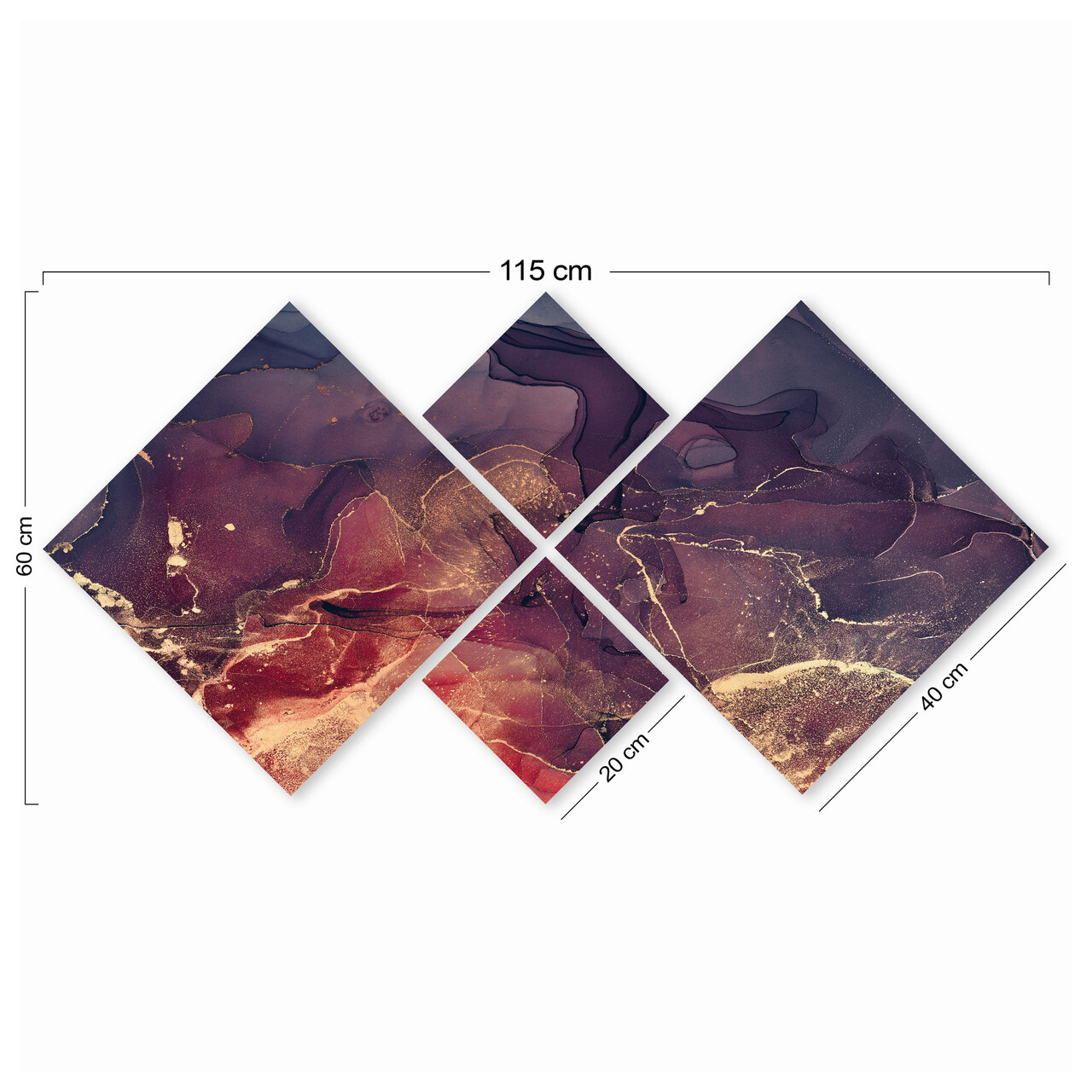 Set 4 tablouri decorative, 4MDF1608330265, MDF, Imprimat UV, Multicolor