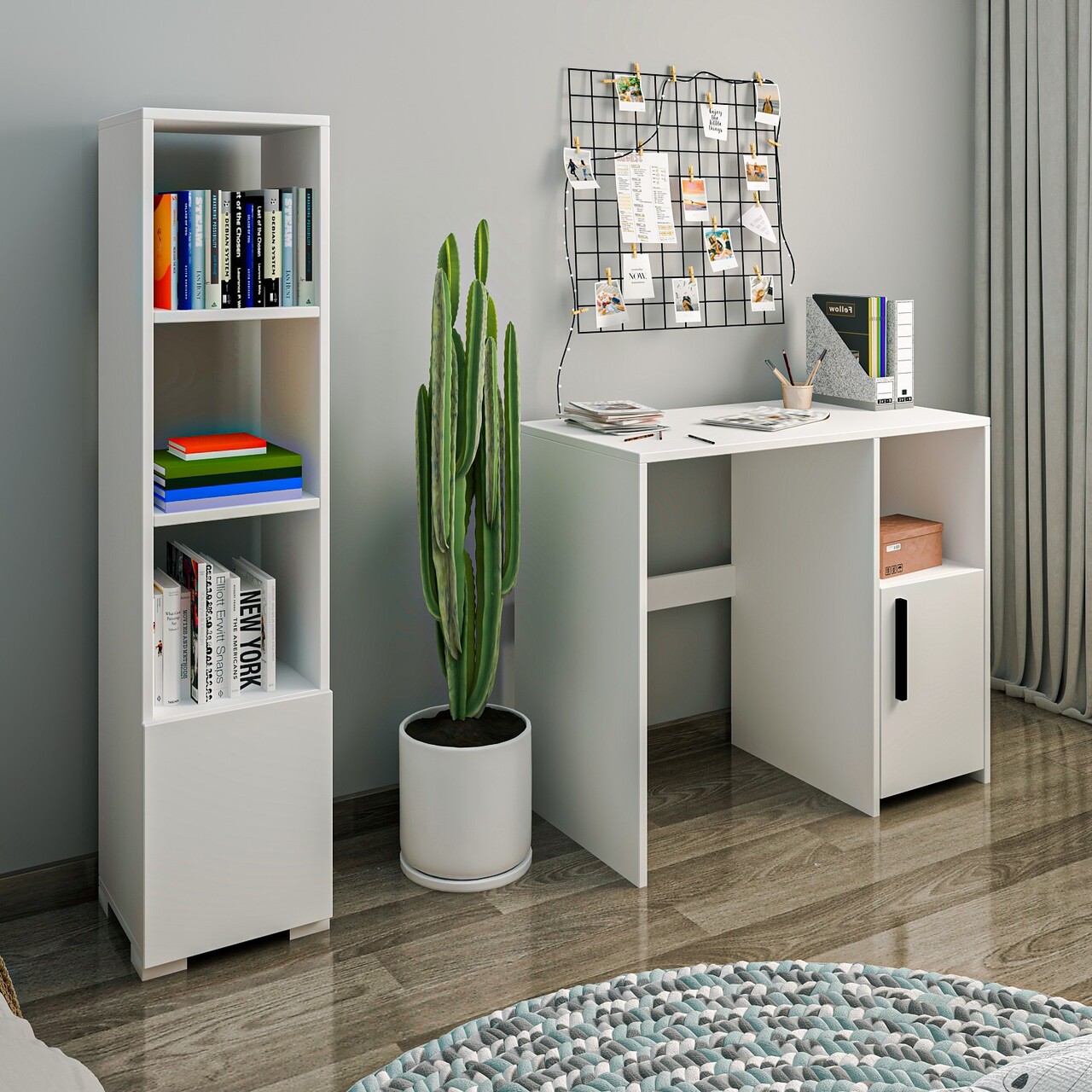 Corp biblioteca, Inarch, Kuzey, 31x136x29.6 cm, PAL, Alb - 2 | YEO