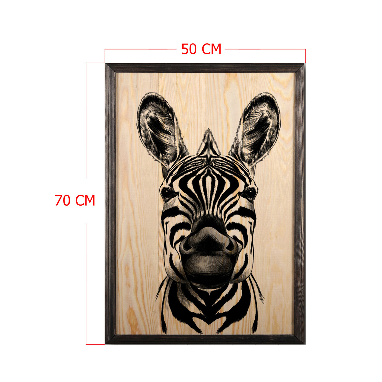 Tablou decorativ, Zebra XL, Lemn, Lemn, Multicolor