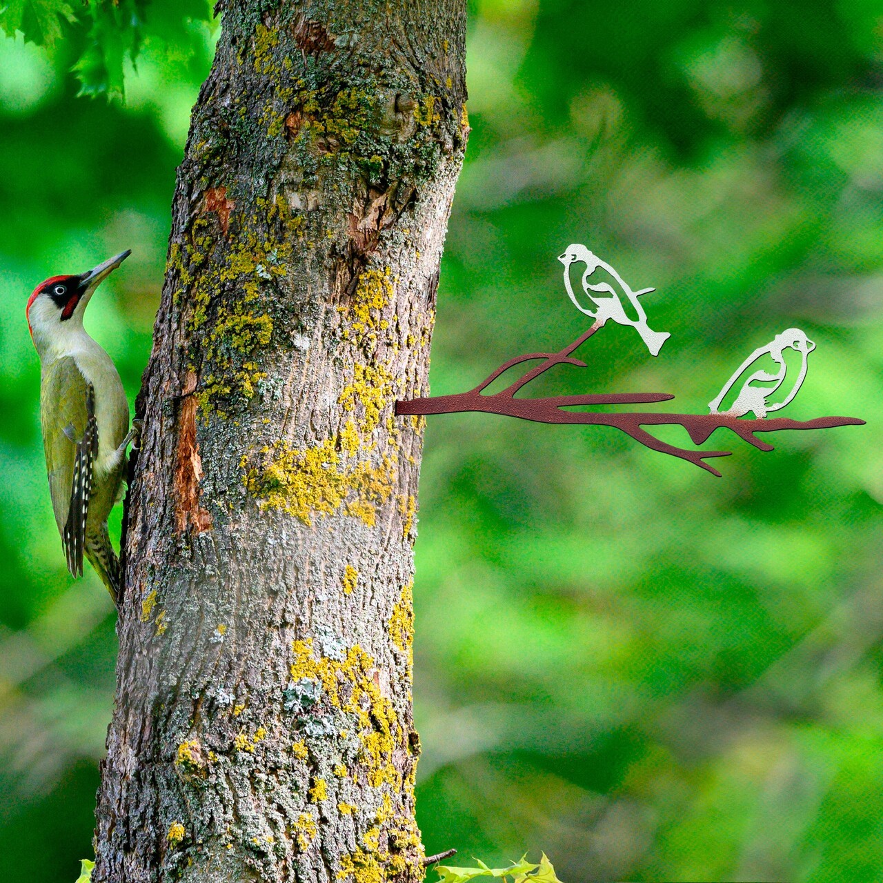 Obiect decorativ de grădină, Bird on the branch 28, 20x45 cm, Multicolor - imagine 2