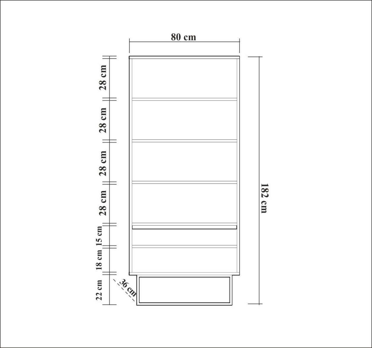 Biblioteca Reea, Sapphire, 80x36x182 cm, maro/negru