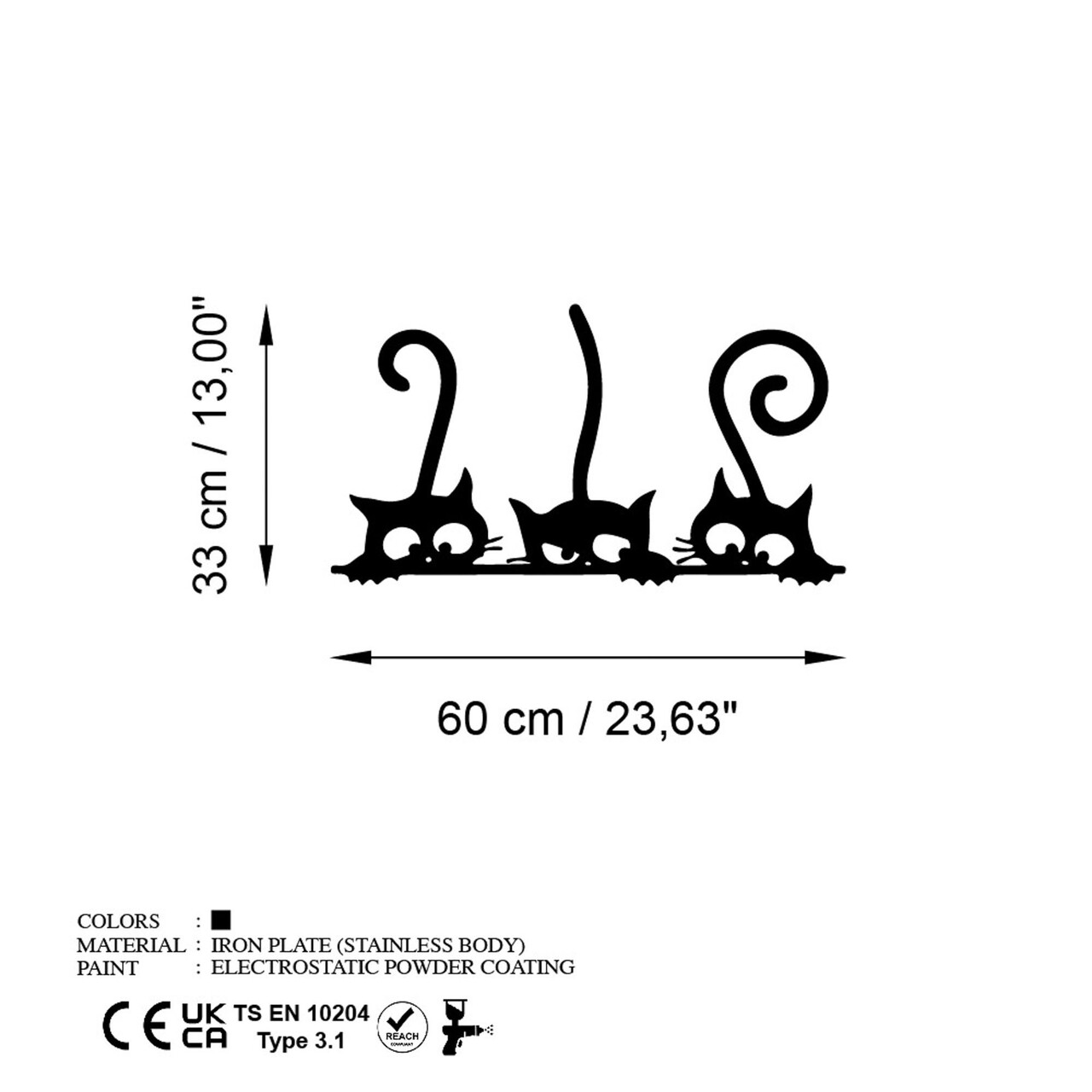 Decoratiune de perete, Cat 5, Dimensiune: 60 x 33 cm, Negru - view 6