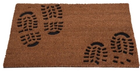 Covoras de intrare Footprint, 39×59 cm, fibra de cocos, maro/negru