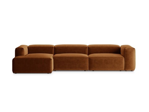 Coltar stanga 4 locuri, Bergamo, Cosmopolitan Design, 344x152x70 cm, tesatura structurata, gri maro
