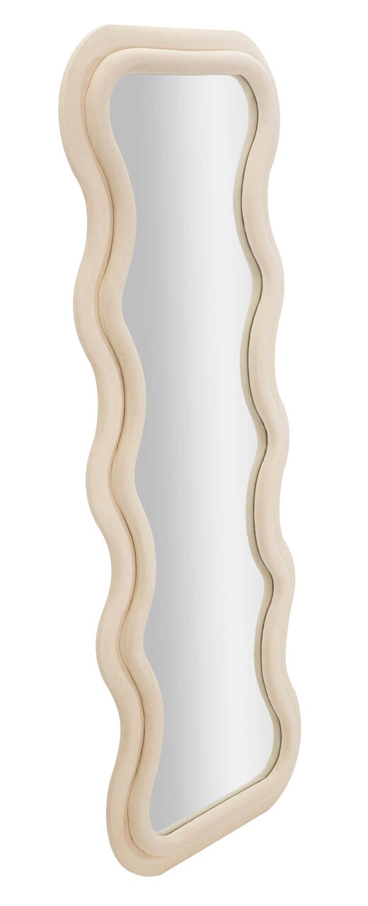 Oglinda decorativa Emily, Mauro Ferretti, 60x160 cm, MDF/rama acoperita cu catifea, crem