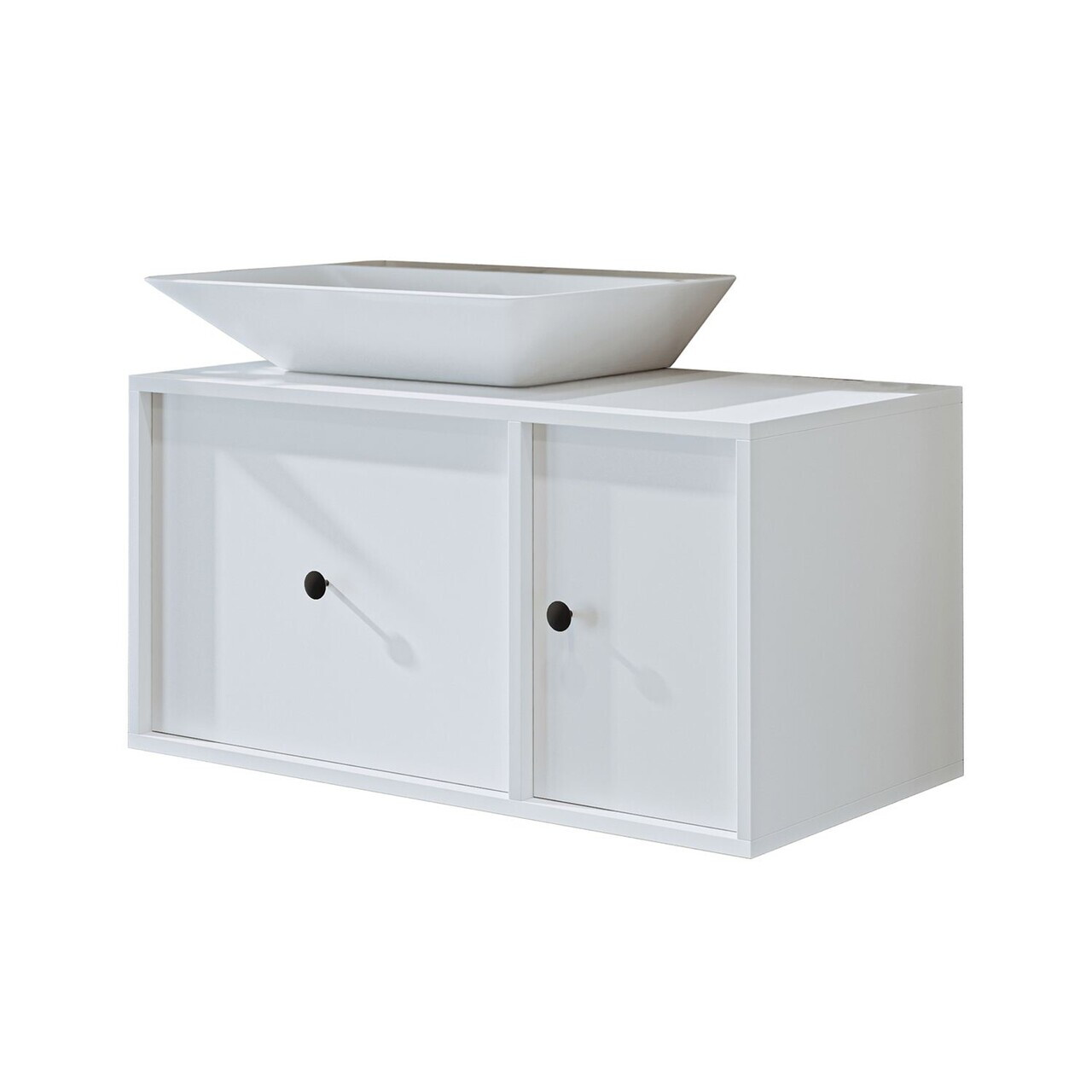Dulap de baie cu chiuvetă, Hanah Home, 2537, 90x56.5x45 cm, MDF, Alb — imaginea 6