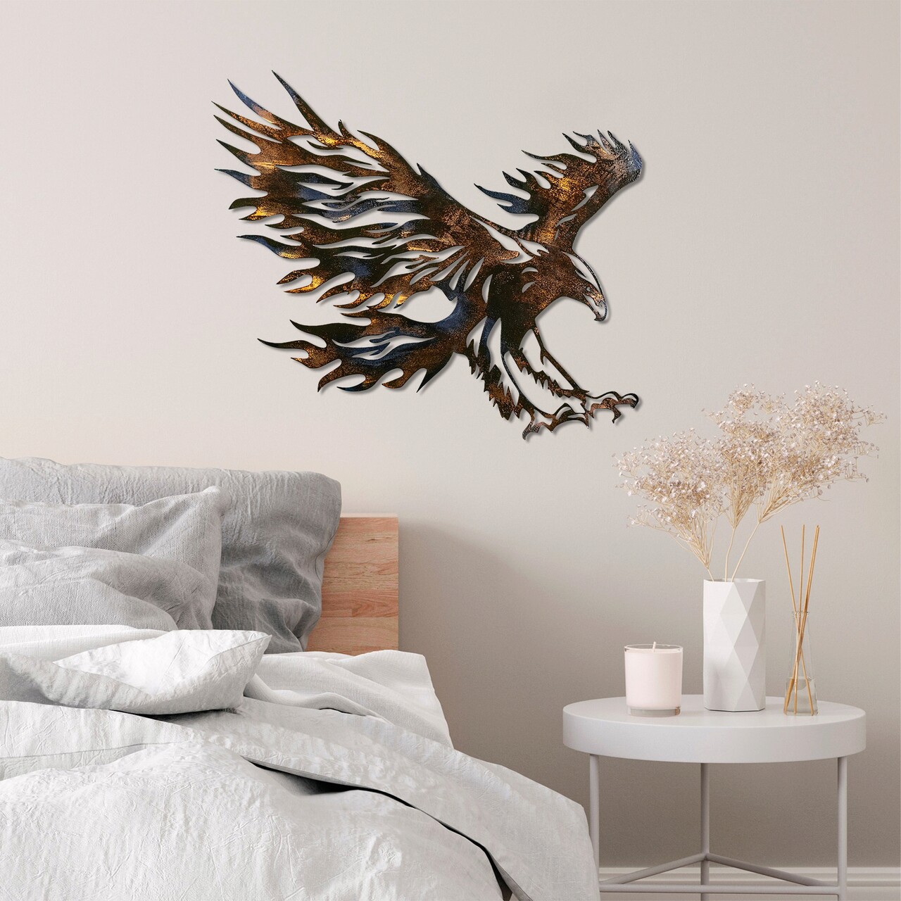 Decoratiune de perete, Eagle 3, Metal, Dimensiune: 71 x 63 cm, Multicolor - 1 | YEO
