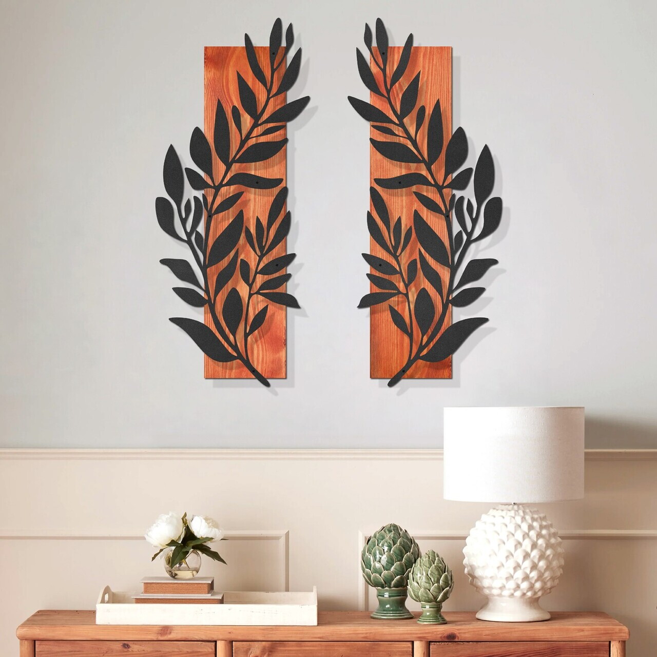 Decoratiune de perete, Olivia, Cadru: Lemn (Grosime: 2 cm), Roșu/Negru — imaginea 2