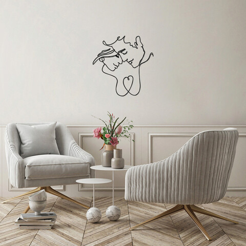 Decoratiune de perete, love 7, metal, dimensiune: 72 x 71 cm, negru