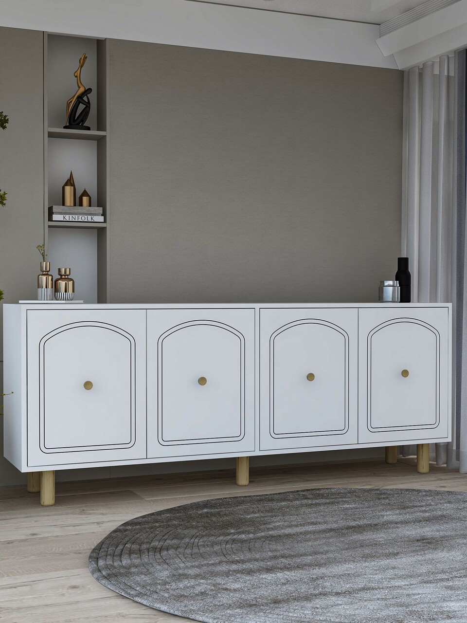 Consola, Hanah Home, Hazal, 180x78.6x35 cm, PAL , Alb - view 2