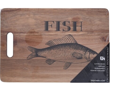 Tocator Fish, 36x24 cm, lemn de acacia