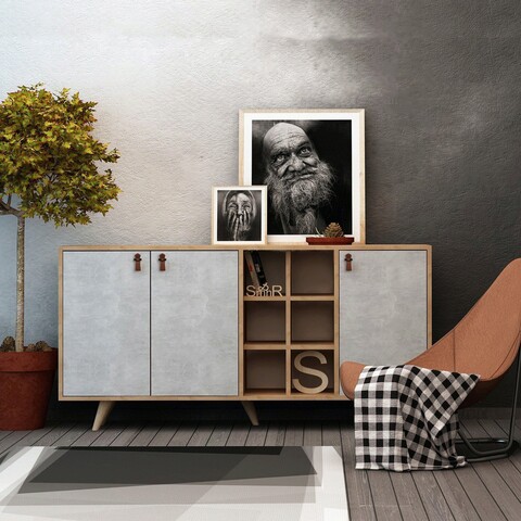Consola, mod design, prilika, 140x89x40 cm, stejar / alb