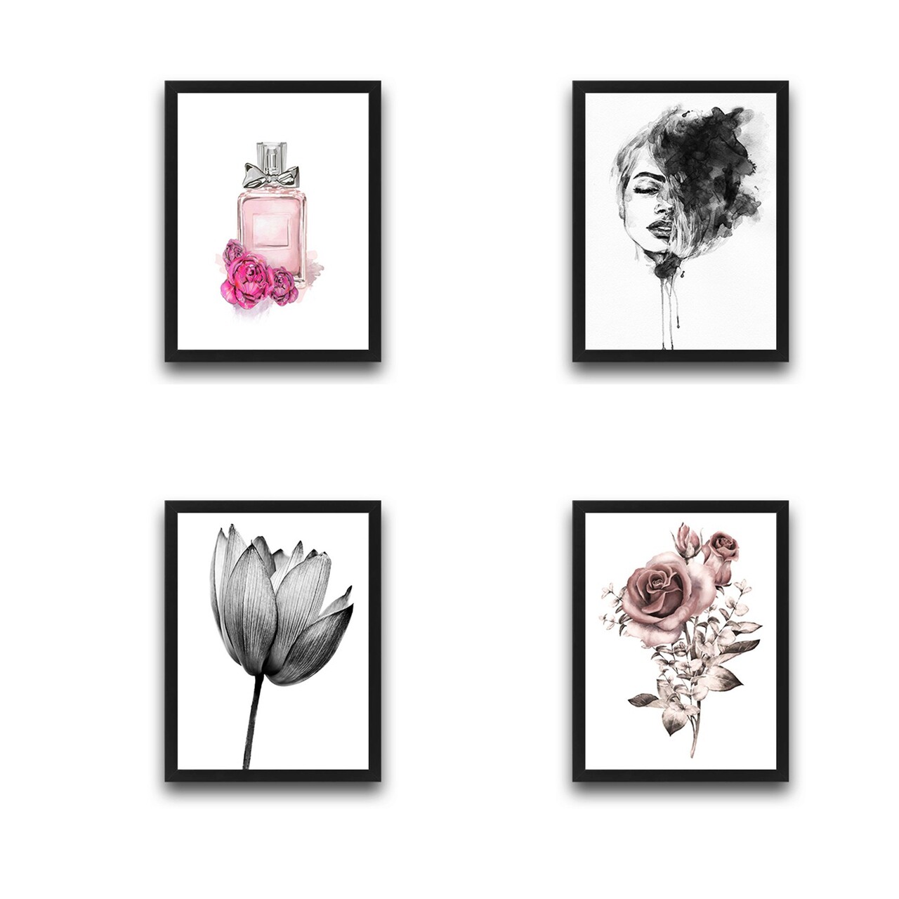 Set 4 tablouri decorative, Parfume Set, PAL, Hartie, Multicolor - 1 | YEO