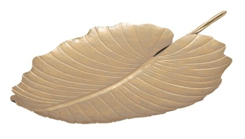 Platou decorativ Leaf, Mauro Ferretti, 35.5x23x2 cm, fier, auriu Mauro Ferretti
