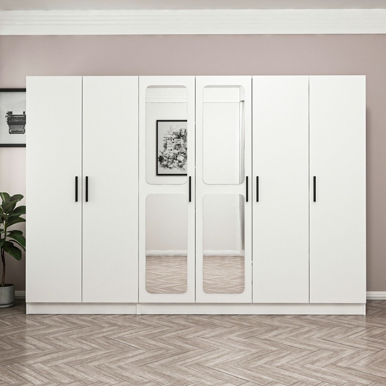 Dulap pentru haine, Minerva, Kale, 225x210x52 cm, PAL, Alb - 1 | YEO