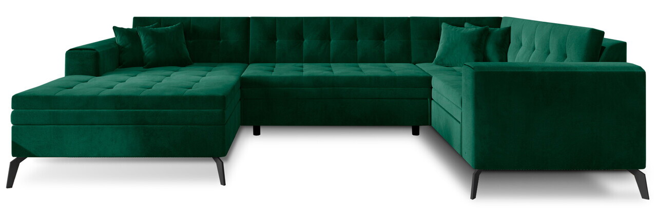 Coltar extensibil stanga 5 locuri ELTAP, MON-LT-35LO, Montez, 340x180x93 cm, lemn/poliester, verde inchis - view 3