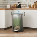 Cos de gunoi cu pedala 50 L, Songmics, inchidere soft close, capac cu balamale, igienic, etans, 43.2x37.1x63.2 cm, otel, argintiu