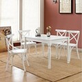 Set masa extensibila si 4 scaune, Fairfax, Albero27, Lemn de fag , Alb