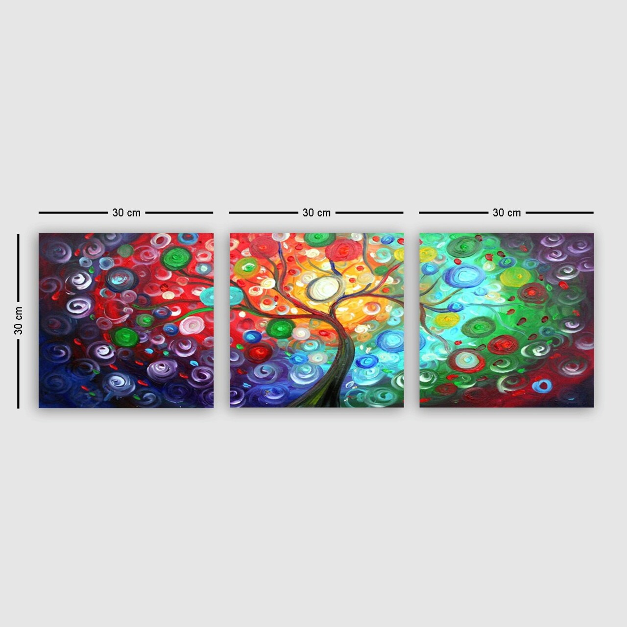 Set 3 tablouri decorative, PMDR0221, Cadru: 100% LEMN (grosime: 3 cm), Multicolor - view 2