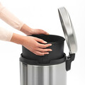 Cos de gunoi cu pedala, Brabantia, NewIcon Fingerprint Proof, 20 L, 38x29x46.7 cm, otel, argintiu