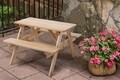 Set masa pliabila + 2 banchete, Kids Picnic, 75 x 85.5 x 53 cm, natural