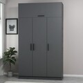Dulap pentru haine, Minerva, Minar 3 Kapak 2 Çekmece 255, 135x255x52 cm, PAL, Antracit