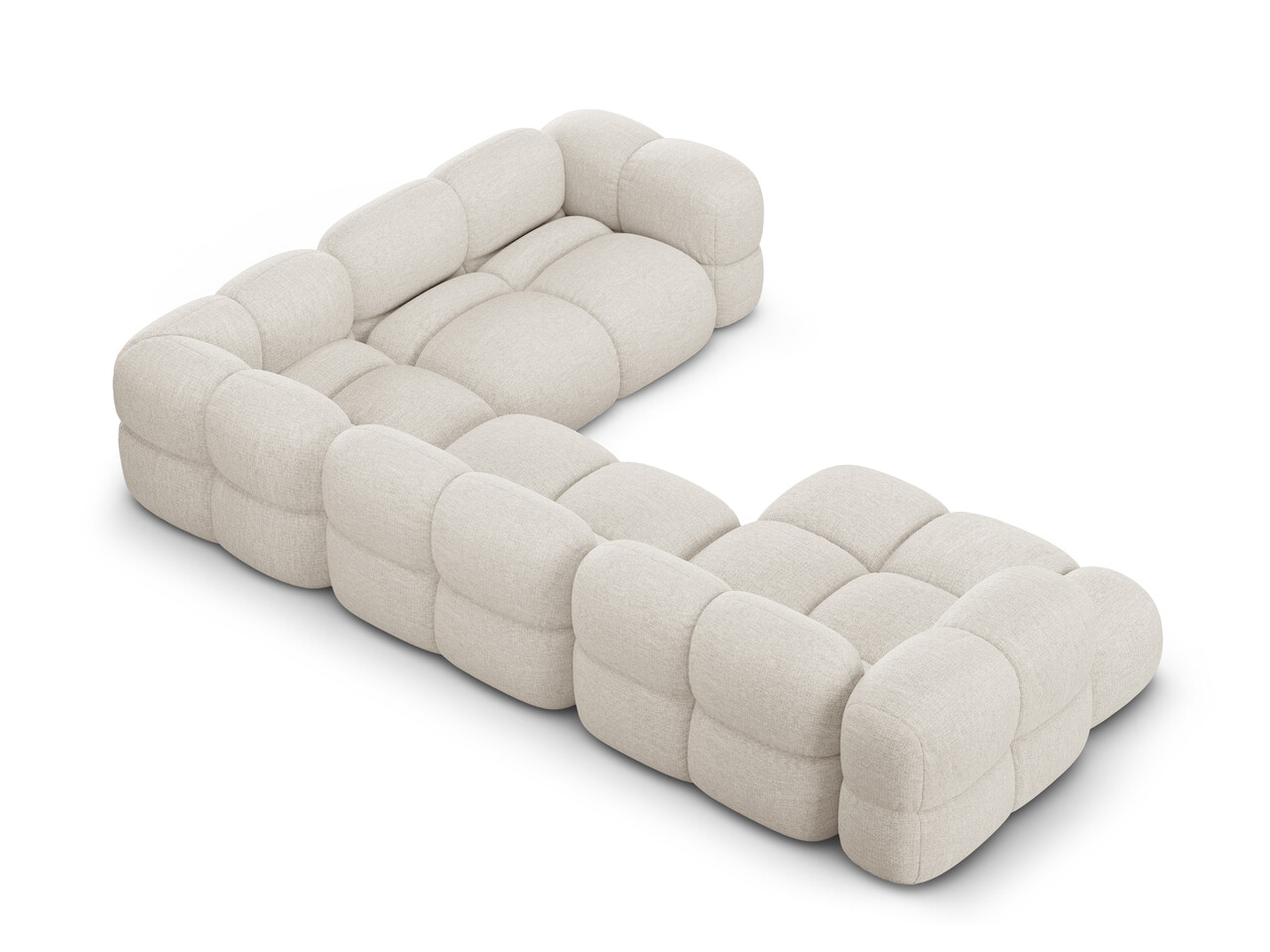 Coltar panoramic dreapta 5 locuri, Loretto, Cosmopolitan Design, 345x250x68 cm, tesatura structurata, bej - 1 | YEO
