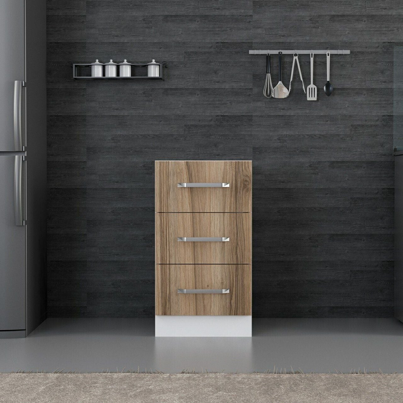 Dulap pentru bucatarie, Hanah Home, Minar, 45x87x58 cm, Alb / Dore — imaginea 2