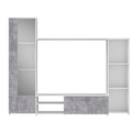 Set mobilier living 4 piese Raalte, Bedora, 220.4x41.3x177.5 cm, PAL/sticla/plastic, alb/gri deschis