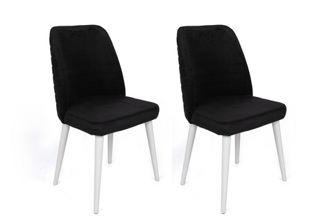 Set scaune 2 piese, Nmobb, Tutku-331 V2, Lemn, Alb/Negru
