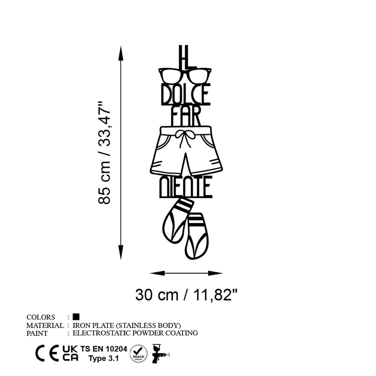 Decoratiune de perete, Dolce Far Niente 3, Dimensiune: 30 x 85 cm, Negru - view 6