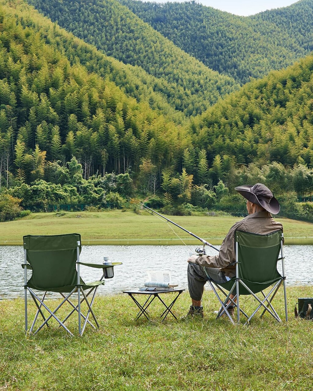 Set 2 scaune pliabile pentru camping, Songmics, 84x52x81 cm, max 120 kg, tesatura Oxford 600D/otel, verde - view 10