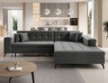 Coltar extensibil dreapta 4 locuri ELTAP, Sol-25, Solange, 292x196x84 cm, lemn/poliester, gri
